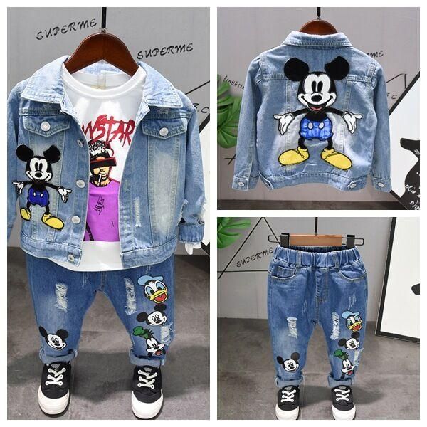 

spring & autumn kids boys clothes set baby boy clothes fashion toddler baby clothing denim jacket ++t shirt+ jeans boys 3pcs set, White