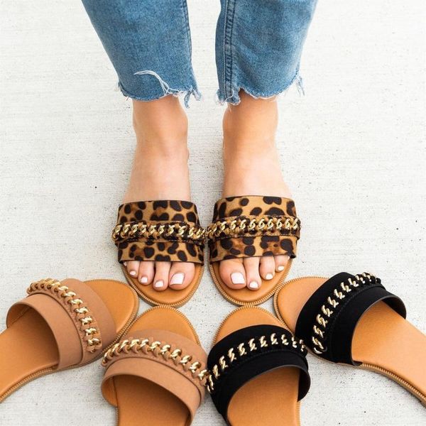 

shoes woman leopard sandals slides women summer slippers ladies slippers beach woman sandals women shoes zapatos de mujer 4.2, Black