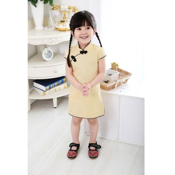 

2019 chinese style dress baby girl clothes summer style vestidos infantis qipao cheongsam chi-pao, Red