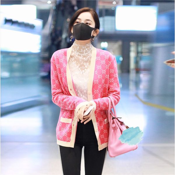 

320 2019 autumn women clothe cardigan pink long leeve v neck fa hion women clothe changji, White;black