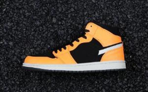 

1s men women basketball shoes 1 clasp lychee pattern orange sports designer sneakers athletic shoes with box