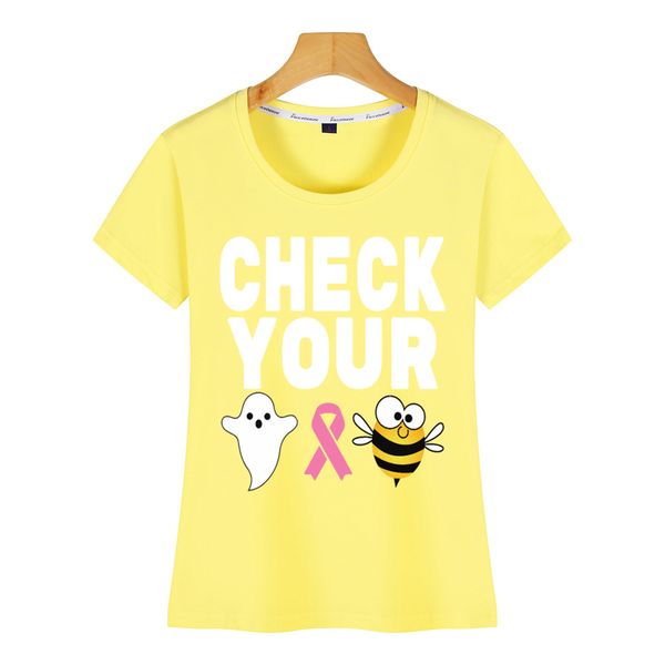 Tops T Shirt Women Breast Cancer Awareness Check Your Boo Bees Funny Harajuku Print Female Tshirt Offensive T Shirts Sports T Shirts From Lucycloth 26 74 Dhgate Com
