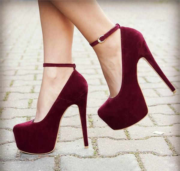 

mst-030 burgundy suede summer high-heeled shoes women's shoes europe america spring summer 35-40 14 cm, Black