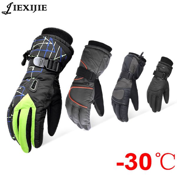 

professional non-slip gloves men ride against wind warm gloves winter woman with thick fleeces warm snowboard, Blue;gray