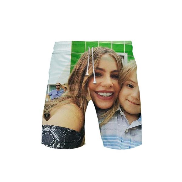 

modern family shorts 3d board trunks summer new quick dry men hip hop modern family shorts beach wear streetwear, White;black