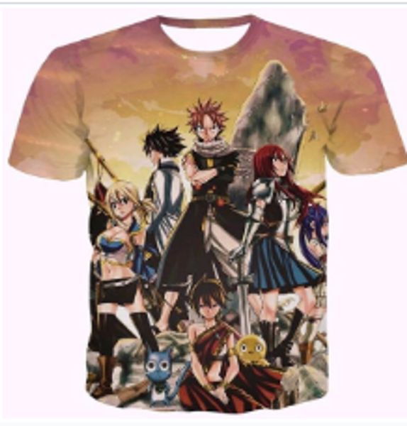 

новые модные летние мужчины / женщины классический аниме fairy tail harajuku стиль смешные 3d печати повседневная футболка s-5xl h89, White;black