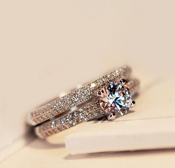 

wholesale-victoria wieck real solitaire 5mm z simulated diamond 925 sterling silver women wedding ring set engagement band sz 4-10