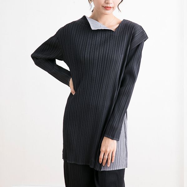 

женская wild tops 2020 spring новый v-образный вырез fold color matching простой сыпучие средней длины футболки женщины pc354, White
