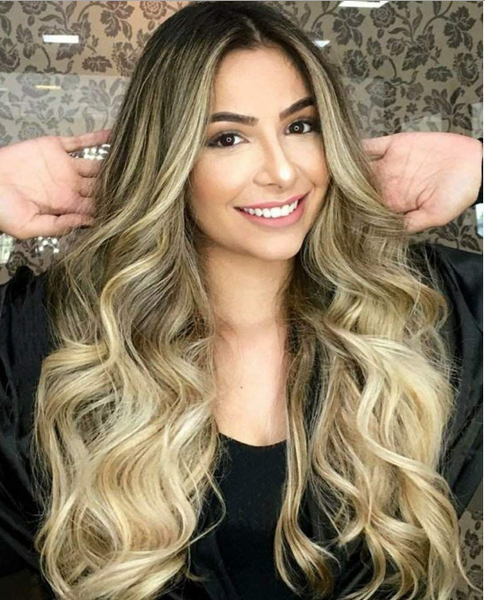 Women S Long Curly Hair Wig In Europe And America Black Gradual