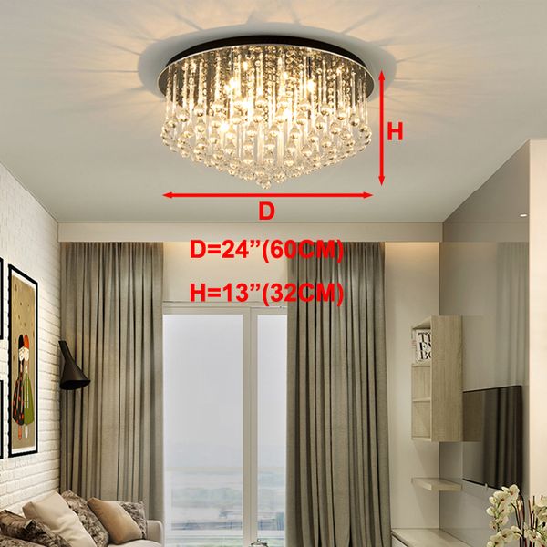 Crystal Chandelier Ceiling Lighting Flush Mount Round Luxury Modern Crystal Chandeliers Lights Round Led Ceiling Lamps For Bedroom Foyer Ceiling Fan