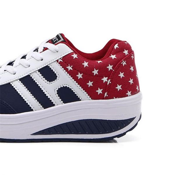 

lace up women swing shoes wedges height increasing ankle platform shoes chaussures femme, Black;white