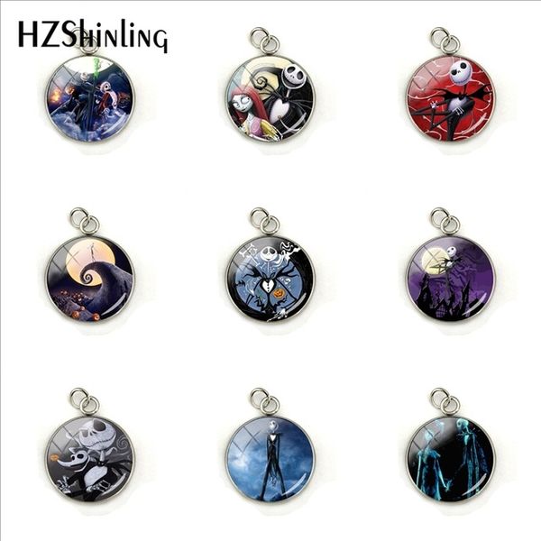 

the nightmare before chiristmas glass cabochon stainless steel plated pendant charms hand craft women jewelry accessory, Bronze;silver