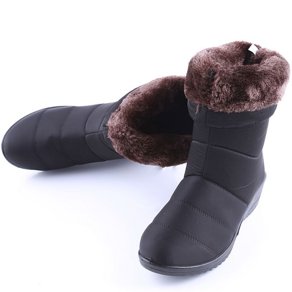 

winter women boots mid-calf down boots female waterproof ladies snow girls winter shoes woman plush insole botas mujer, Black