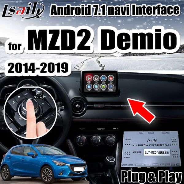

android 7.1 car video integration interface for 2 demio 2013-19 gps navigation support waze , google map by lsailt