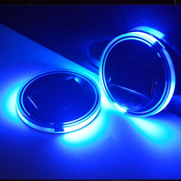 

2x car led light cup holder automotive interior usb colorful atmosphere lights lamp drink holder anti-slip mat auto accessories