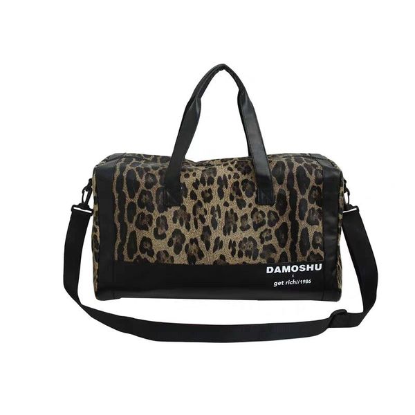 

leopard travel short-distance travel bag female portable lightweight male travel luggage bag large capacity sports fitness bag