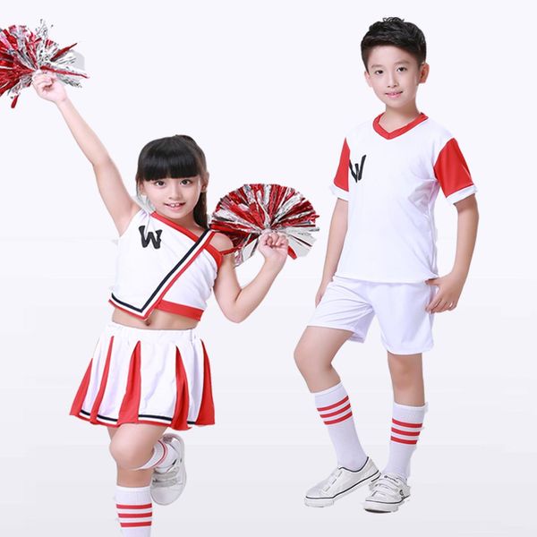 

children cheerleading clothing men and women children young student's games cheerleading clothing gymnastics fitness ex, Red;yellow