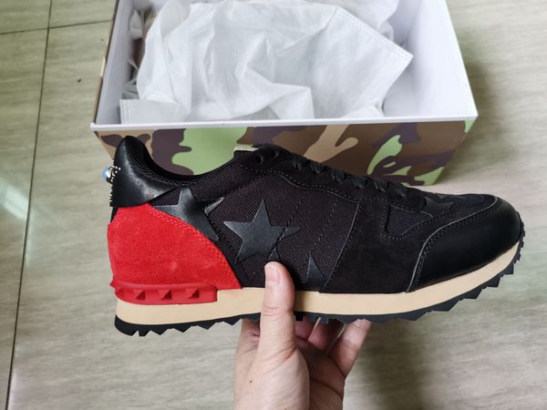 

original box] fashion stud camouflage sneakers shoes footwear men women flats luxury designer rockrunner trainers casual shoes, Black