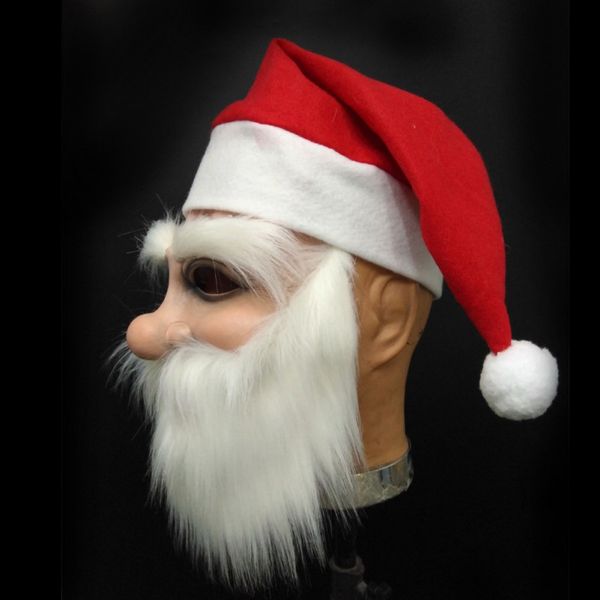 

cute merry christmas latex mask outdoor ornamen santa claus costume masquerade wig beard dress cosplay mask