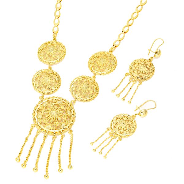 

dubai women wedding necklace earrings jewelry set 22k gold african eritrea ethiopian arabic oman wedding set, Silver