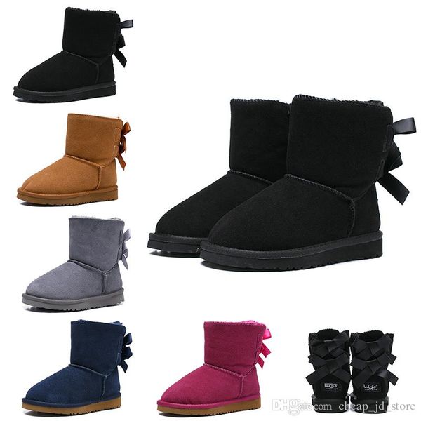 

ргд австралийских классические детских ботинки конструктора снежок для детей девочек мальчиков голеностопного bailey bow мода зима пинетка 2, Black