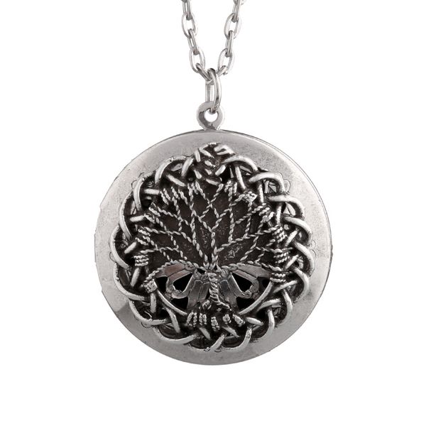

fashion- twist tree of life essential oil diffuser locket necklace pendant lotus tree of life collections aroma jewelry xsh, Silver