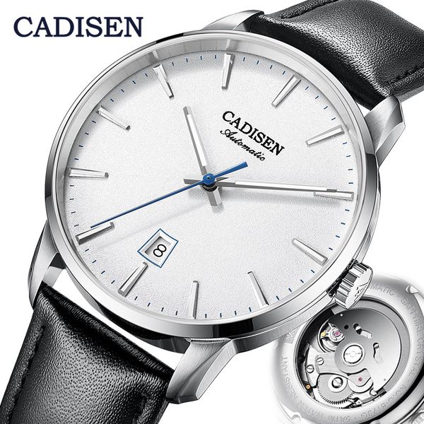 

cadisen mechanical watch men luminous stainless steel business wrist men automatic watches nh35a japan movement, Slivery;brown