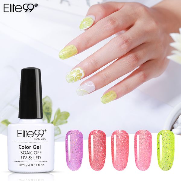 

elite99 10ml rainbow candy series gel nail polish soak off base coat primer for nails uv led gel varnish nail art manicure, Red;pink