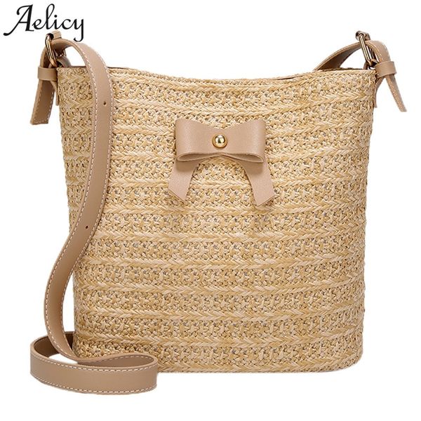 

aelicy summer style beach bag women straw shoulder bag brand designer handbags ladies casual travel bags y190704