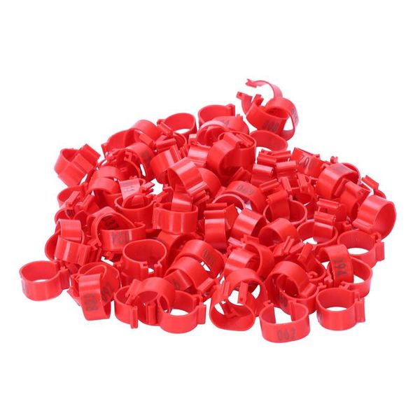 

clip rings (100 / piece), 16 mm, numbered from 001 - 100 for ringing poultry like chickens, ducks and geese red