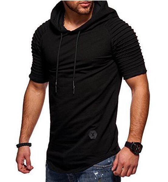 

men's sports t-shirt striped fitness shirts long sleeve hooded running t-shirt men's workout fitness casual sport sportswear, Black;blue