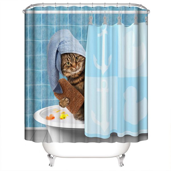 

new2019 shower curtains 3d cat rhinoceros digital printing waterproof mould proof diy customized bath curtains 5 styles bathroom