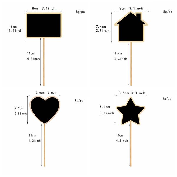 Estrela casa coração em forma de quadro-negro sinal mini lousa de madeira sinais jardim flores plantas tags placa de mensagem decoração home dbc bh3666