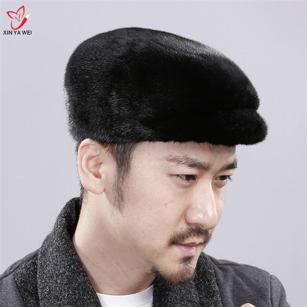 

2018 real fur hat mens berets casual warm ear protection winter fur cotton cap harppihop hats, Blue;gray