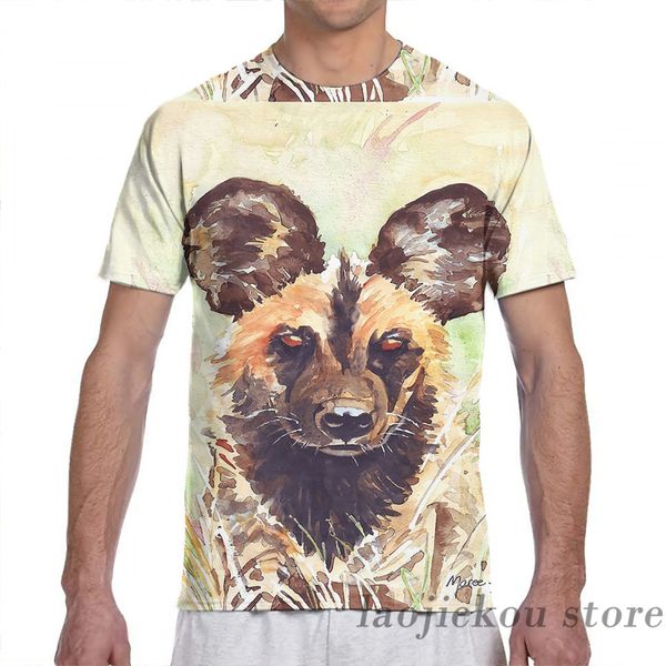 

african wild dog men t-shirt women all over print fashion girl t shirt boy tees short sleeve tshirts, White;black