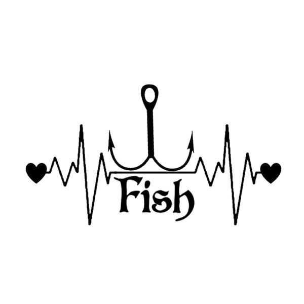 

13.6cm*7.5cm fishing hook heartbeat lifeline stickers decals be different car styling