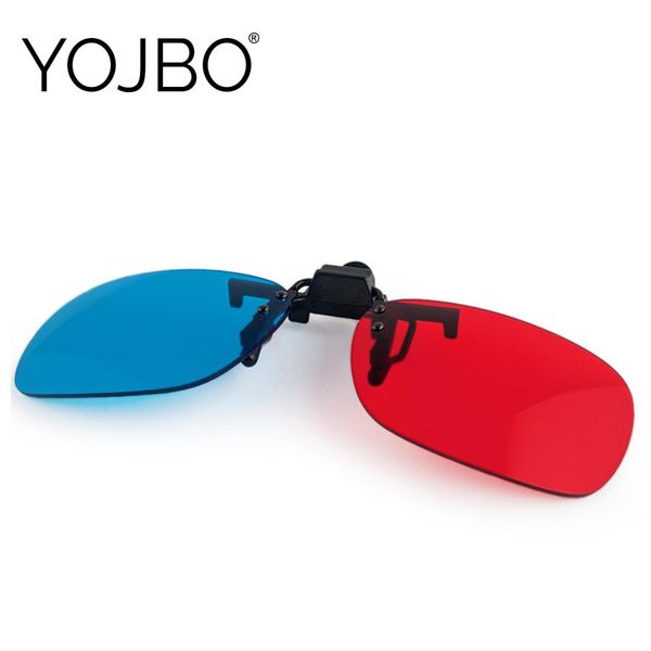 

yojbo red&blue cyan anaglyph 3d clip on glasses for video tv computer game, White;black