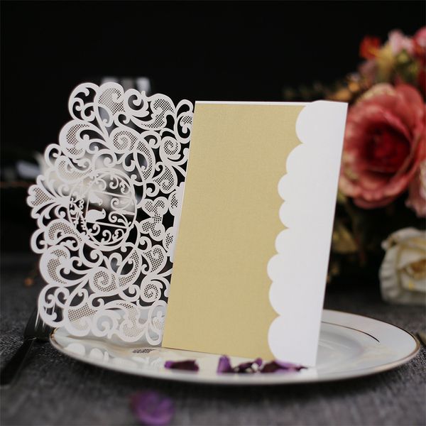 

10pcs delicate carved romantic wedding party decoration invitation card envelope luxury elegant lace wedding invitation cards