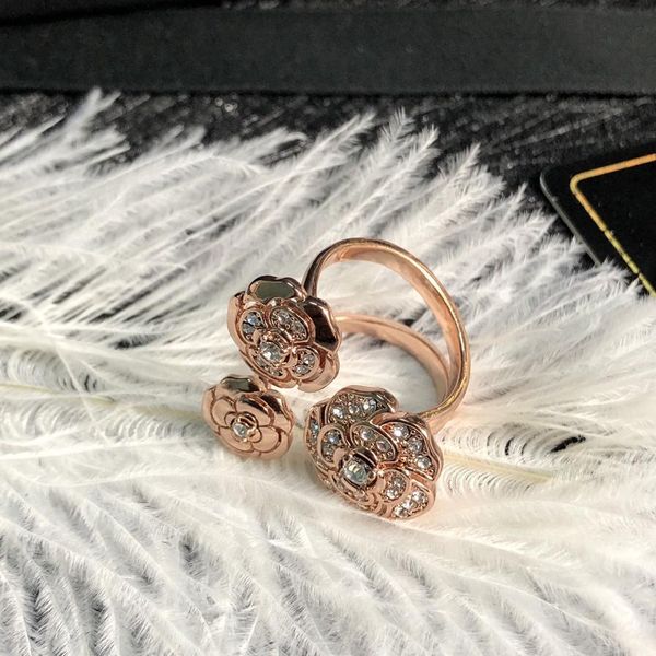 

new camellia and diamond womens open designer rings luxury designer jewelry women rings, Golden;silver