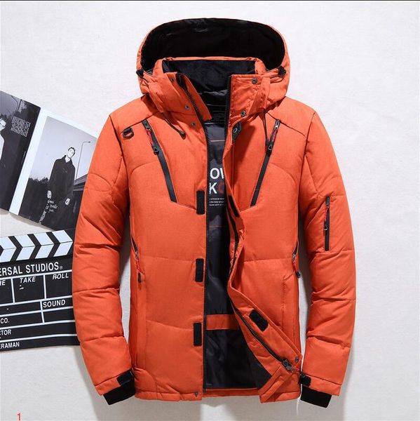 

mens down jacket winter men short with hat four color available duck down thick fur collar men outdoor winter warm coat  tide #pjl, Black