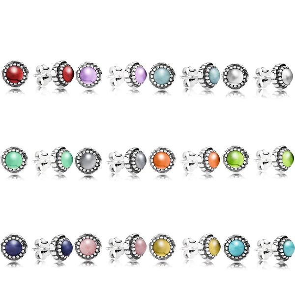 

original 925 standard pure silver diy popular multi-color earrings original engraving delivery, Golden