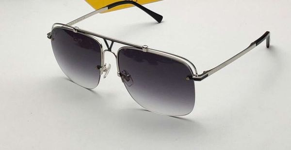 

square silver black frame sunglasses grey gradient 2336 sonnenbrille eyewear occhiali da sole rimless sunglasses new with box, White;black