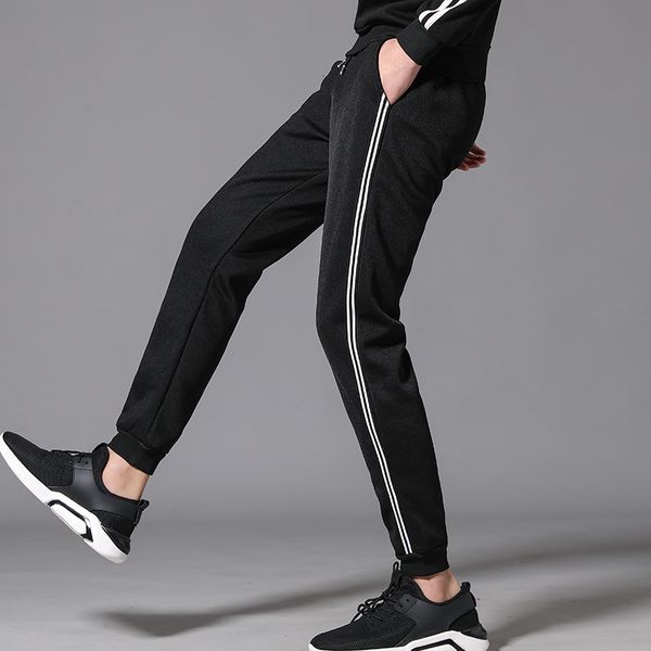 

uyuk2019 winter new loose fashion casual trend slimming easy press men's trousers with extra velvet hombre, Black