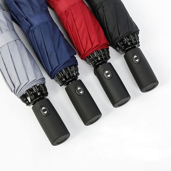 

red/blue/grey/black automatic umbrella three folding windproof umbrellas women men reverse umbrella for car paraguas