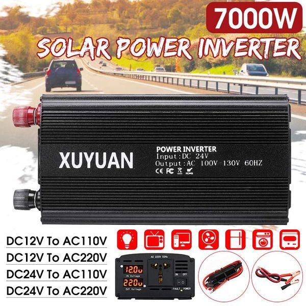 

7000w dual led display power inverter dc 12v/24v to ac 110v/220 volt car adapter charge converter modified sine wave transformer
