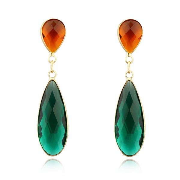 

dayoff boho exquisite earrings water drop gold elegant crystal drop dangle earrings for women jewelry charms long earrings e316, Golden