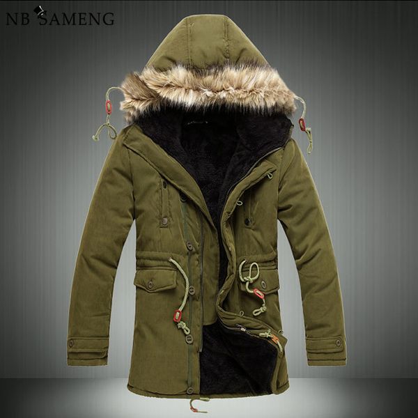 

men's parkas men winter down jacket fur coat causal long male warm mens duck parka homme park brand clothing erkek, Black