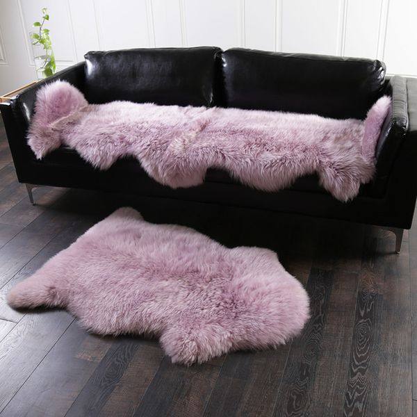 

natural premium australian sheepskin rug pink color for home decor violet color sofa cover doormat for bedslide carpet
