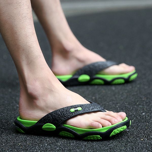 

mens flip flops summer men's new style rubber soft shoes outdoor beach men's slippers massage men water footwear, Black