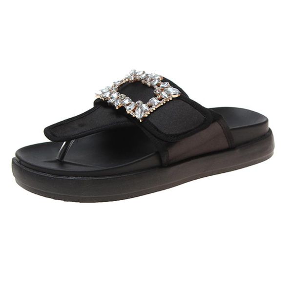 

sagace women shoes rhinestone square buckle flat slippers casual home bathroom beach flip flops woman shoes zapatos de mujer